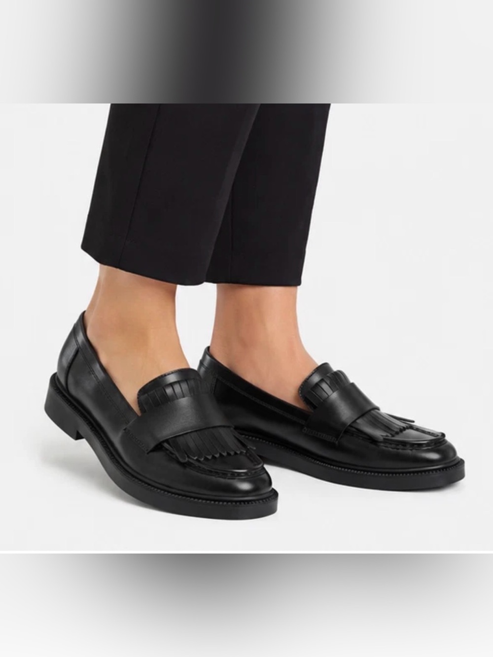 Marc Fisher Womens Loafers Size 8M Black Calixy Fringe Slip-On Penny Boho Casual